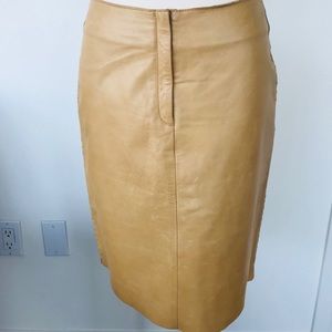 EXPRESS. Tan Leather A-Line Skirt